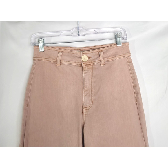 Oat New York High Rise Vintage Rose Wide Leg Raw Hem Jeans US 2/26 - Picture 4 of 7